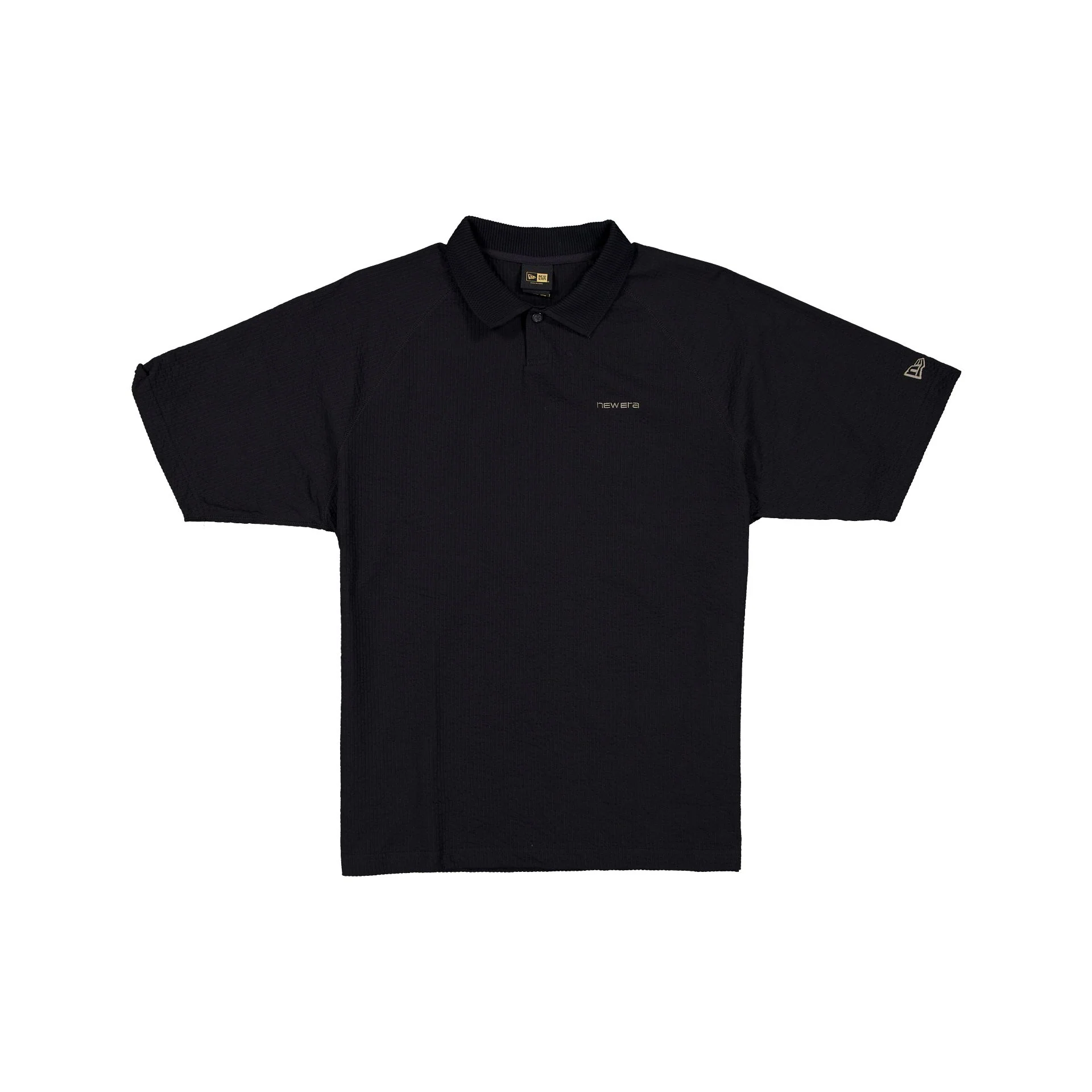 New Era Cap Black Label Crinkle Black Polo Shirt