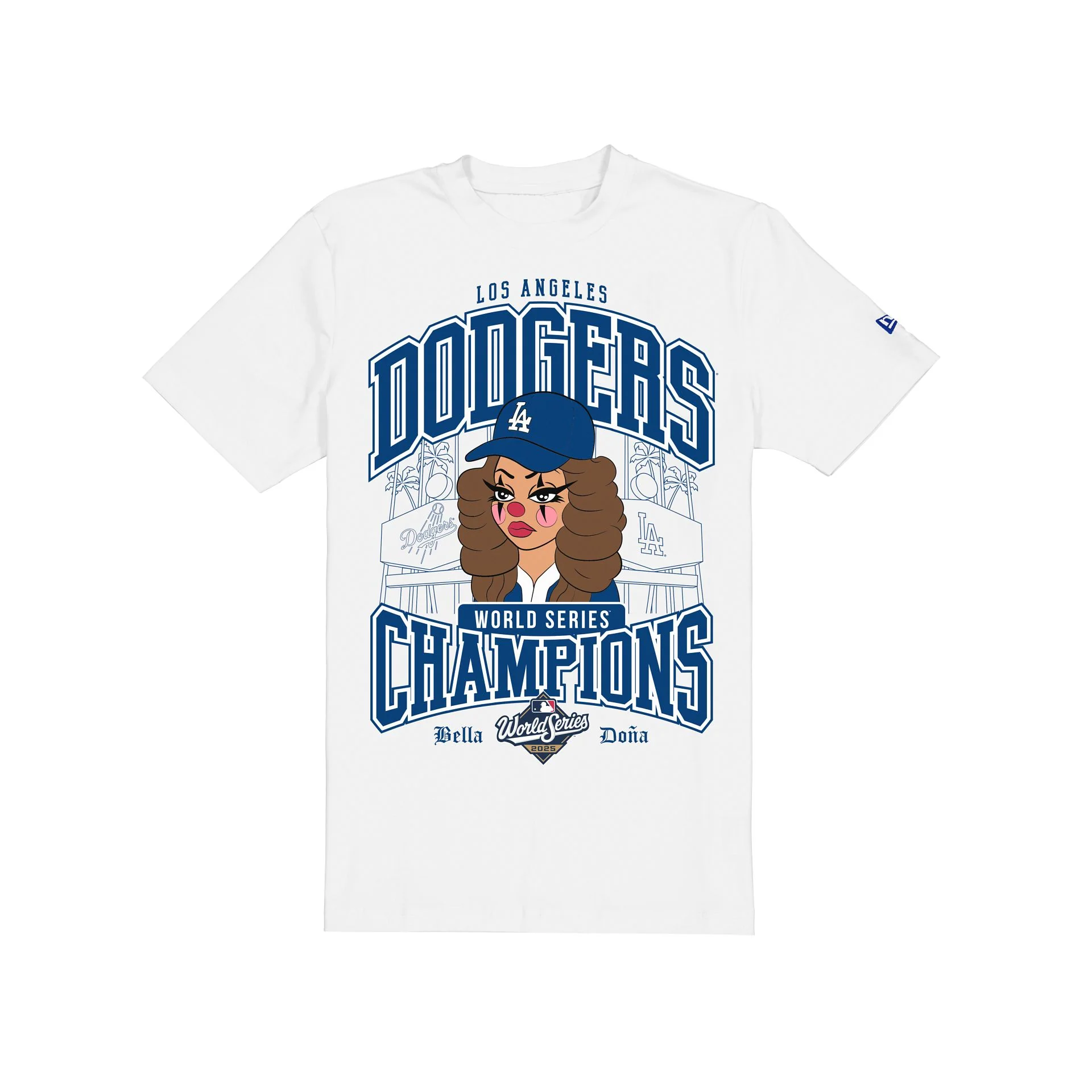 Bella Doña x Los Angeles Dodgers 2025 World Series Champions Character White T-Shirt