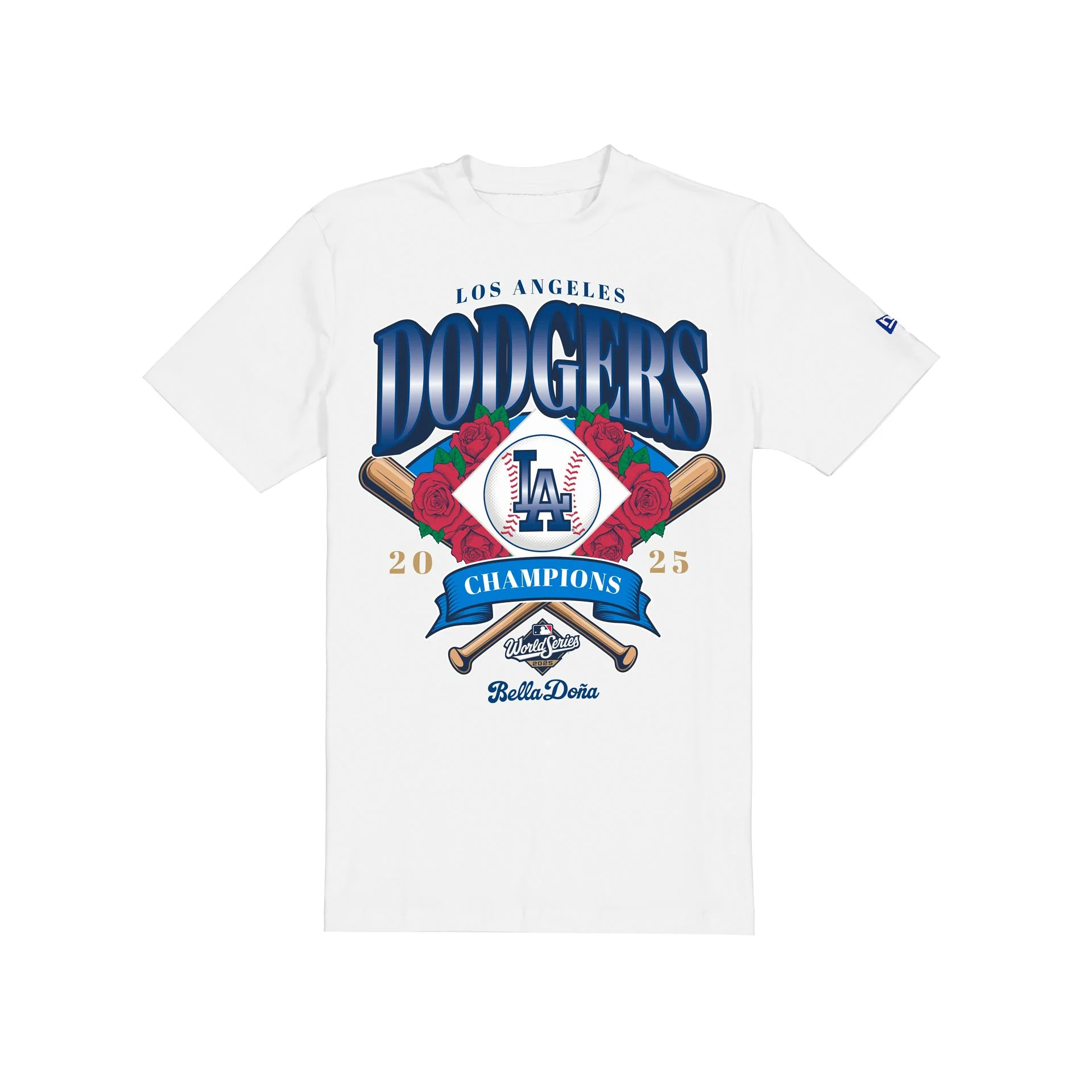 Bella Doña x Los Angeles Dodgers 2025 World Series Champions White T-Shirt