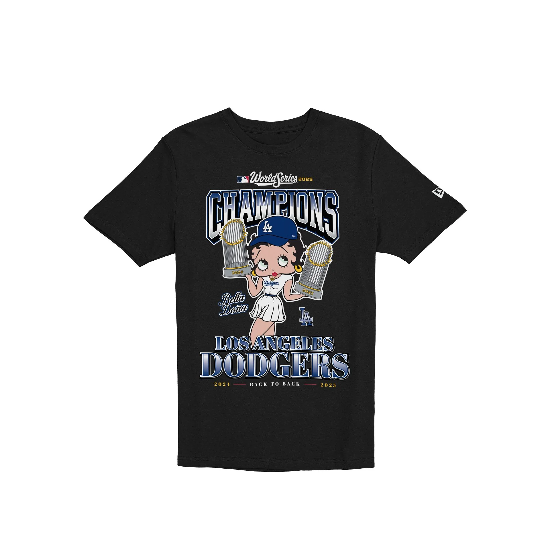 Bella Doña x Betty Boop x Los Angeles Dodgers 2025 World Series Champions Black T-Shirt