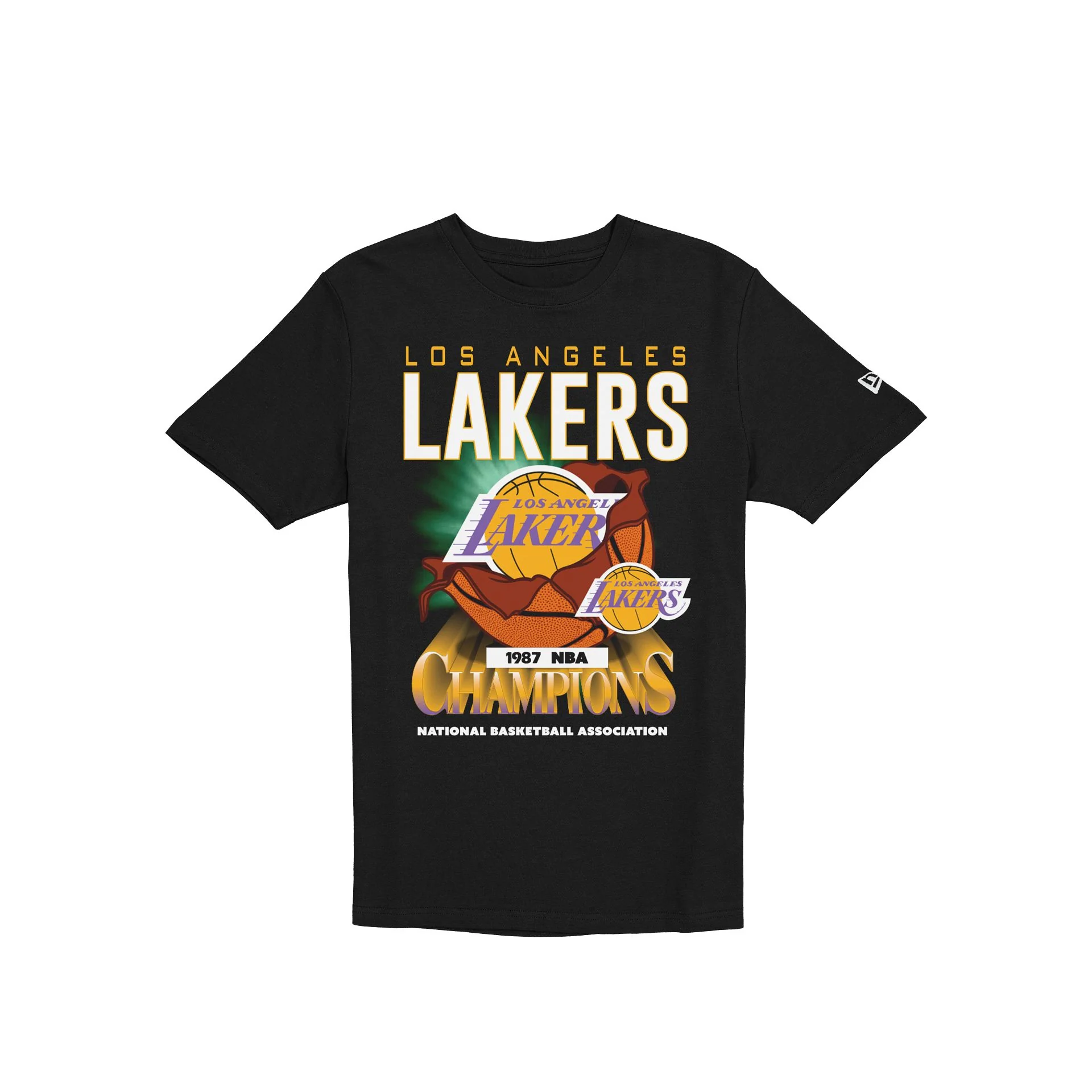 Los Angeles Lakers Hardwood Classics 1987 Champions Black T-Shirt