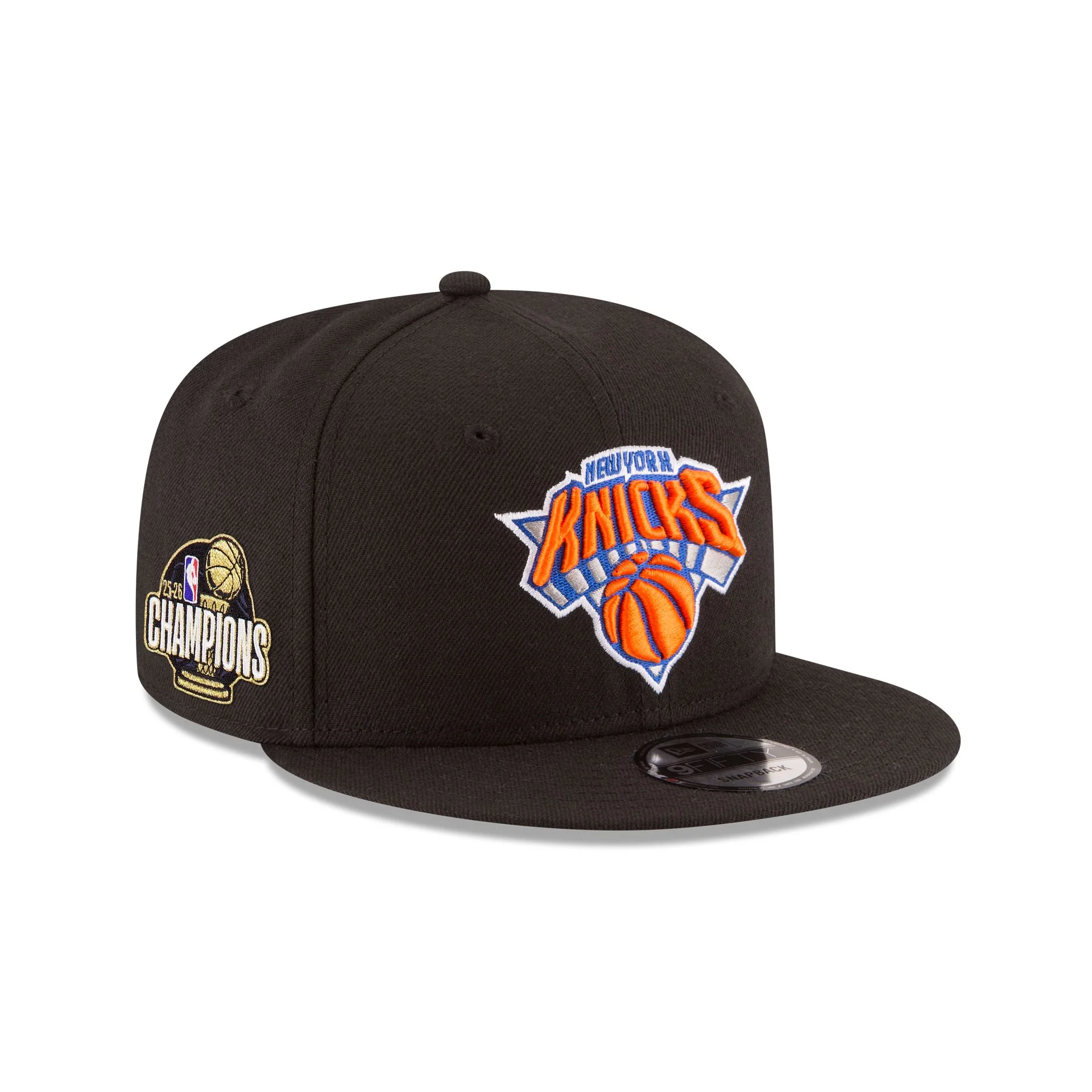New York Knicks 2026 Champions Sidepatch Black 9FIFTY Snapback Hat