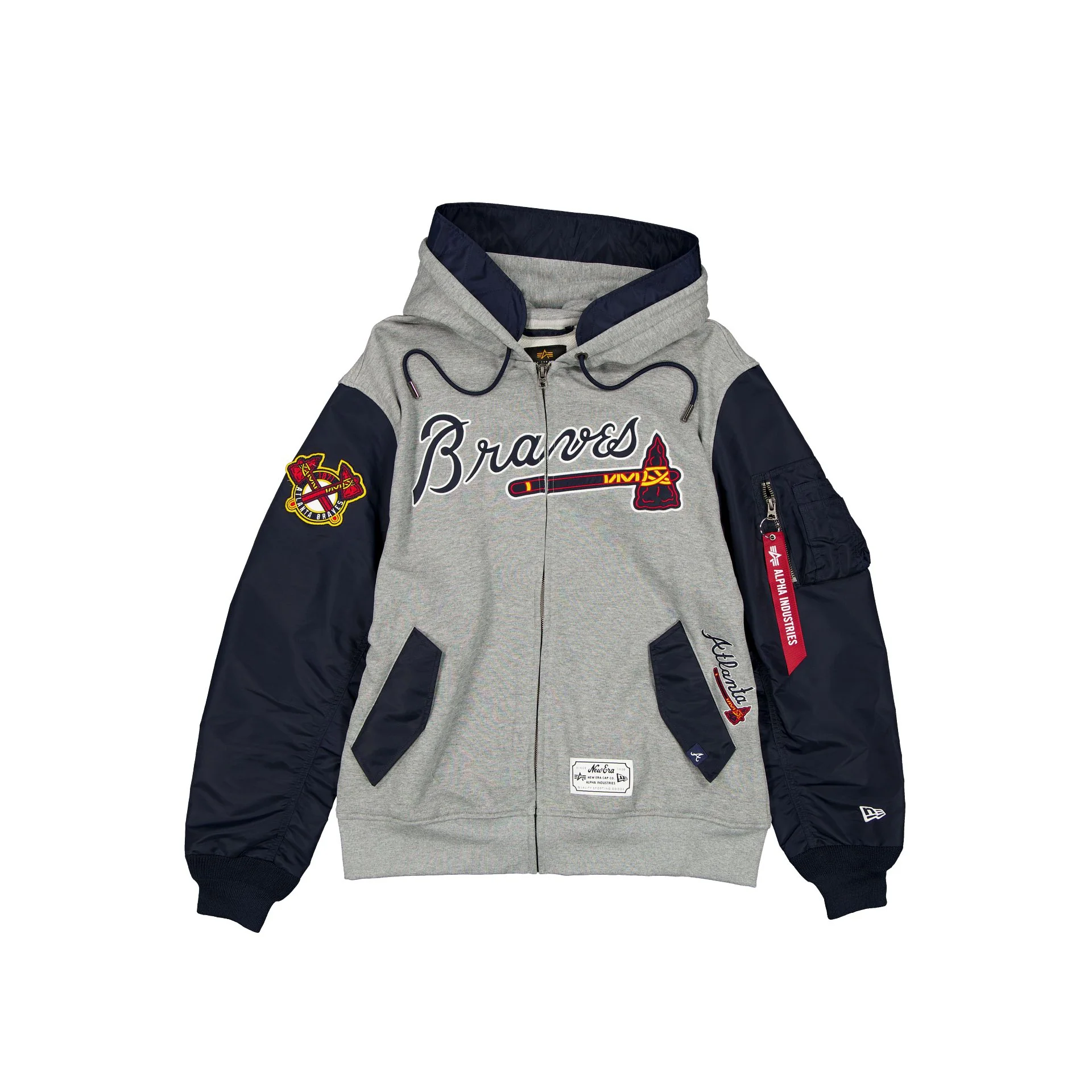 Alpha Industries x Atlanta Braves Gray MA-1 Full Zip Fleece Jacket