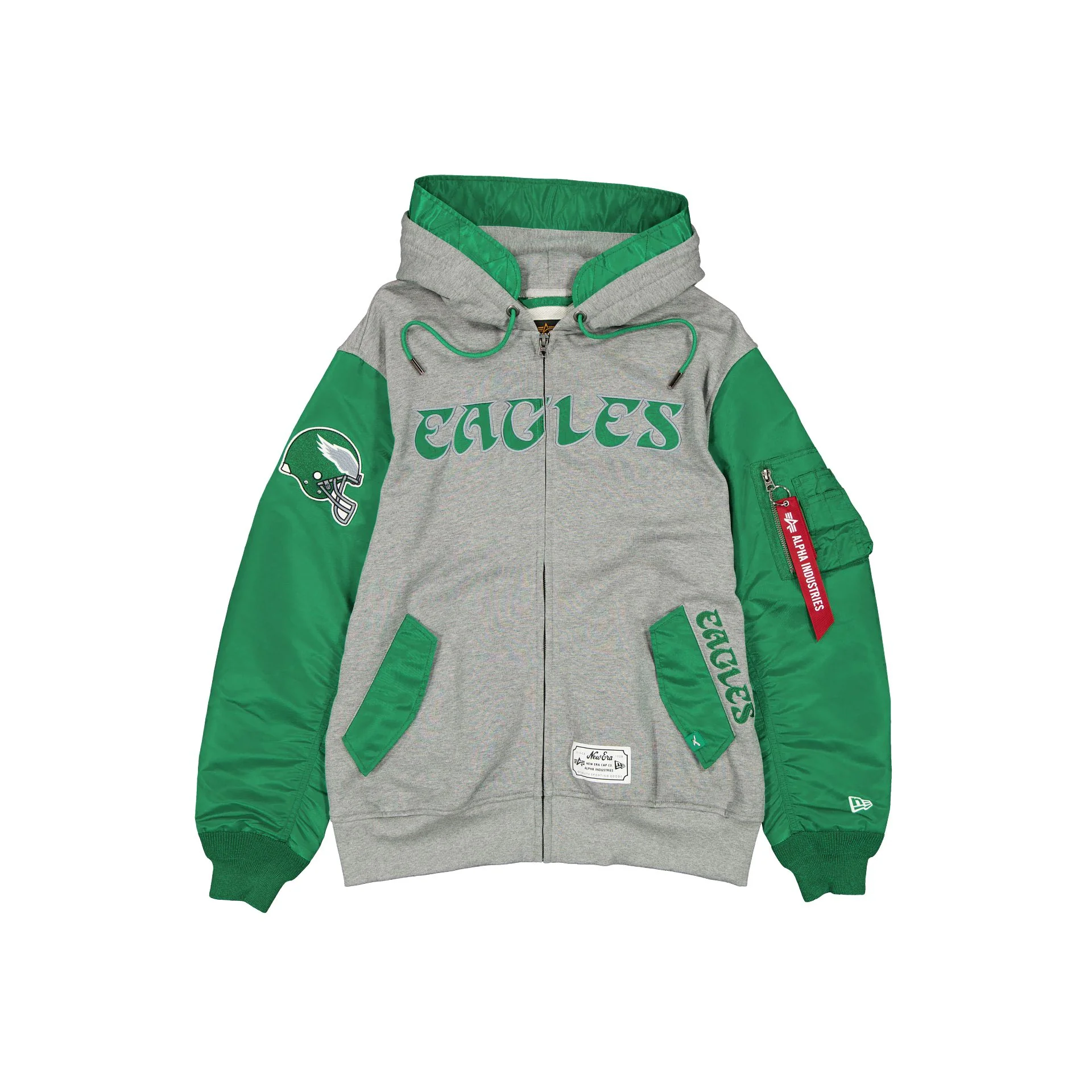 Alpha Industries x Philadelphia Eagles Historic Gray MA-1 Full Zip Fleece Jacket