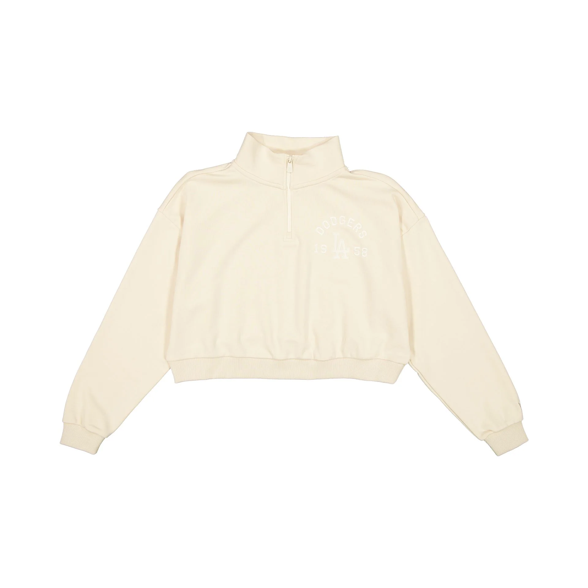 Los Angeles Dodgers Tonel Cropped Light Beige Women's Quarter Zip