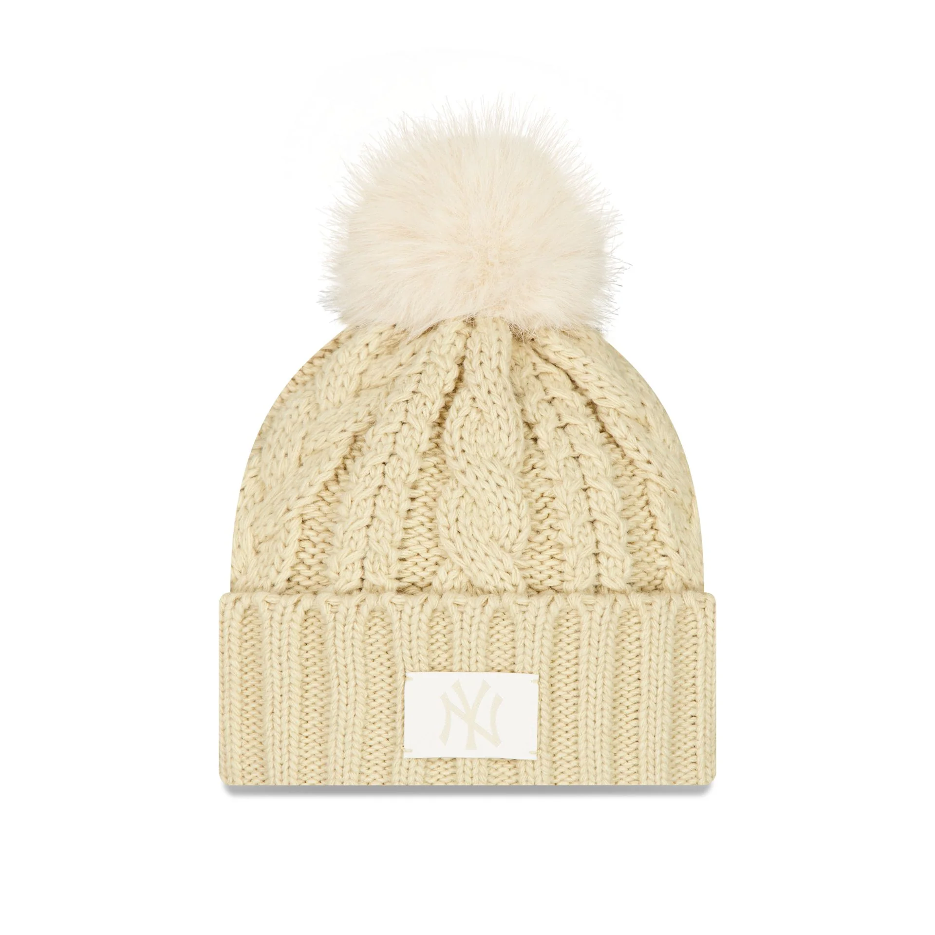 New York Yankees Cream Women's Pom Knit Hat