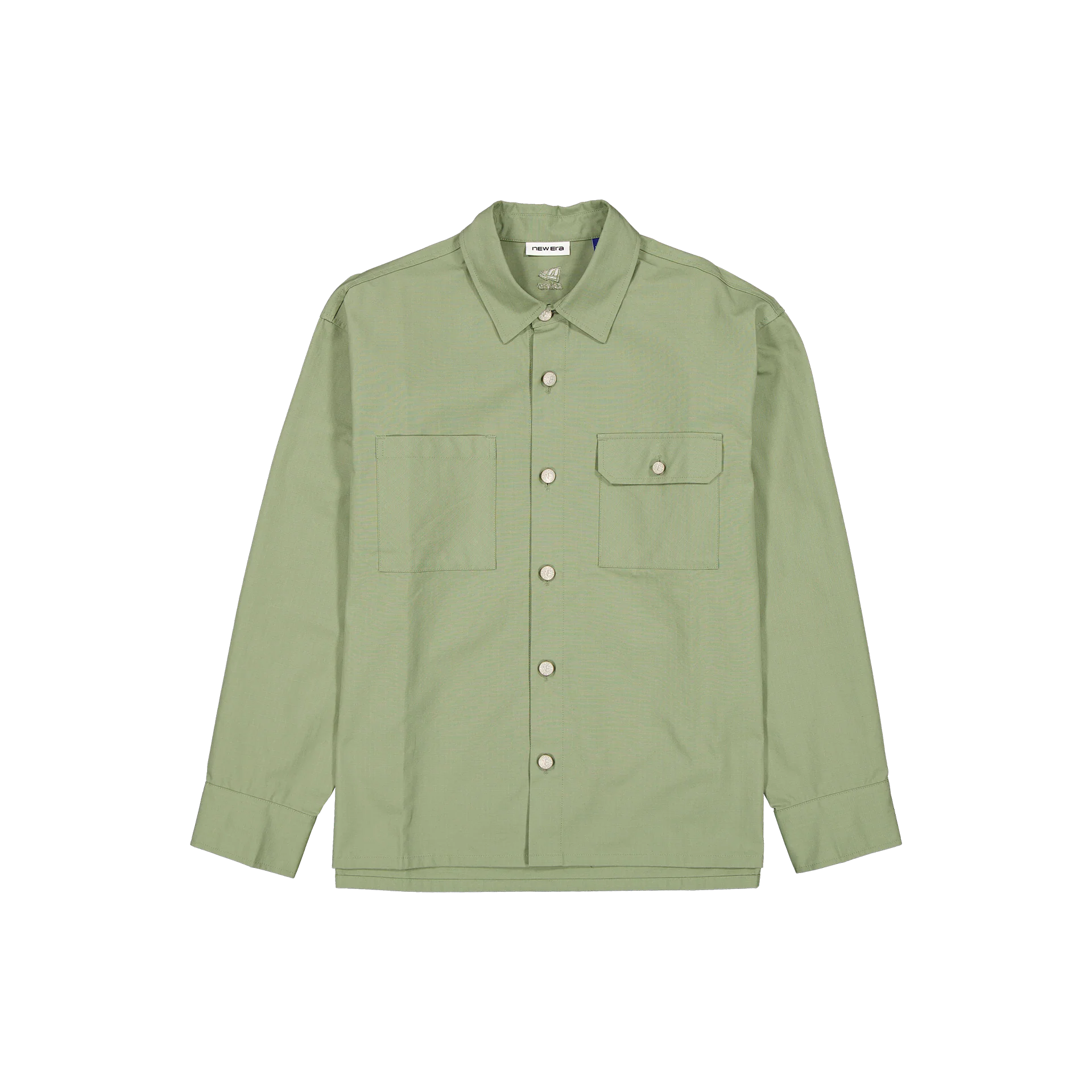 New Era Branded Green Bark Military Shacket