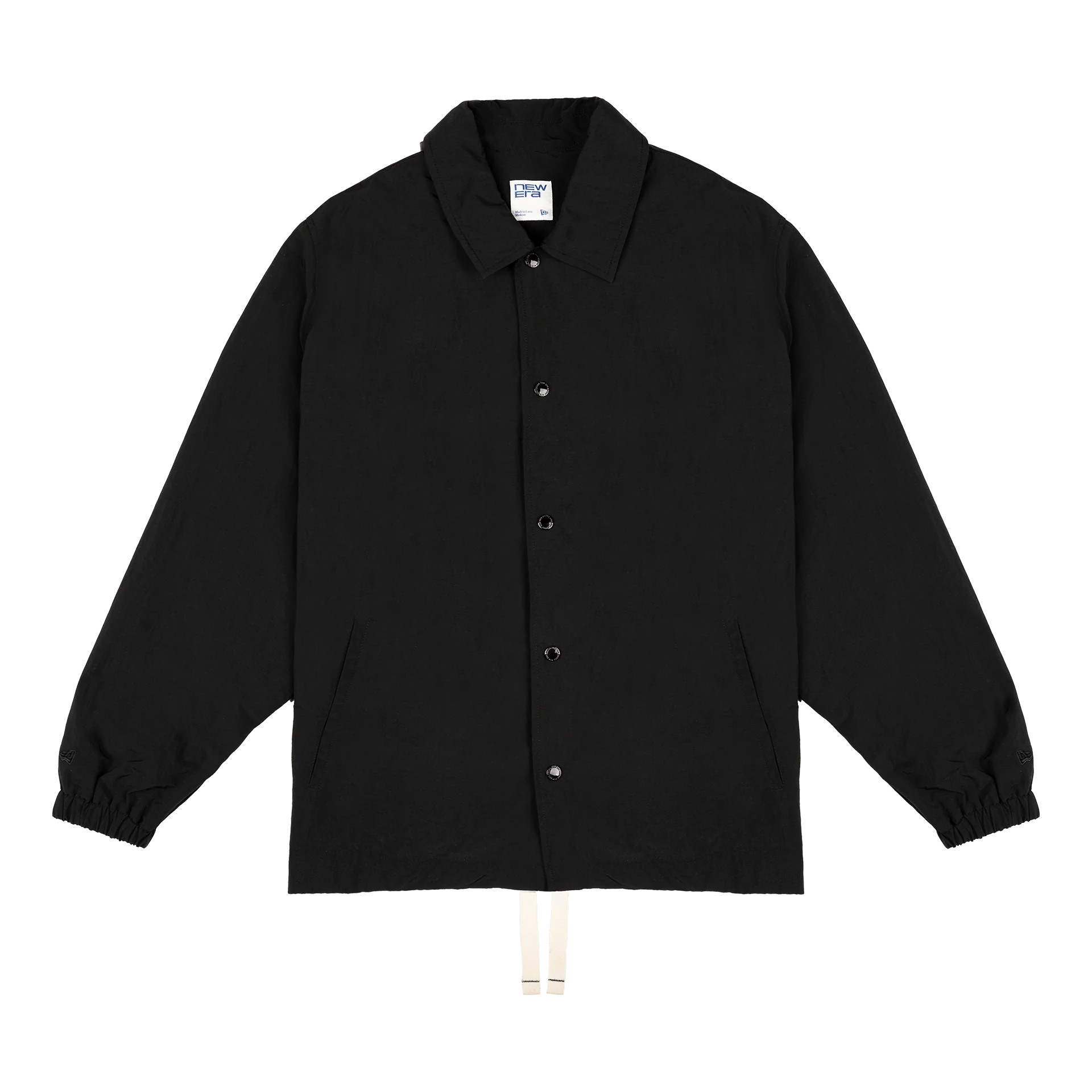 New Era Branded Ripstop Script Nylon Black Coach's Jacket