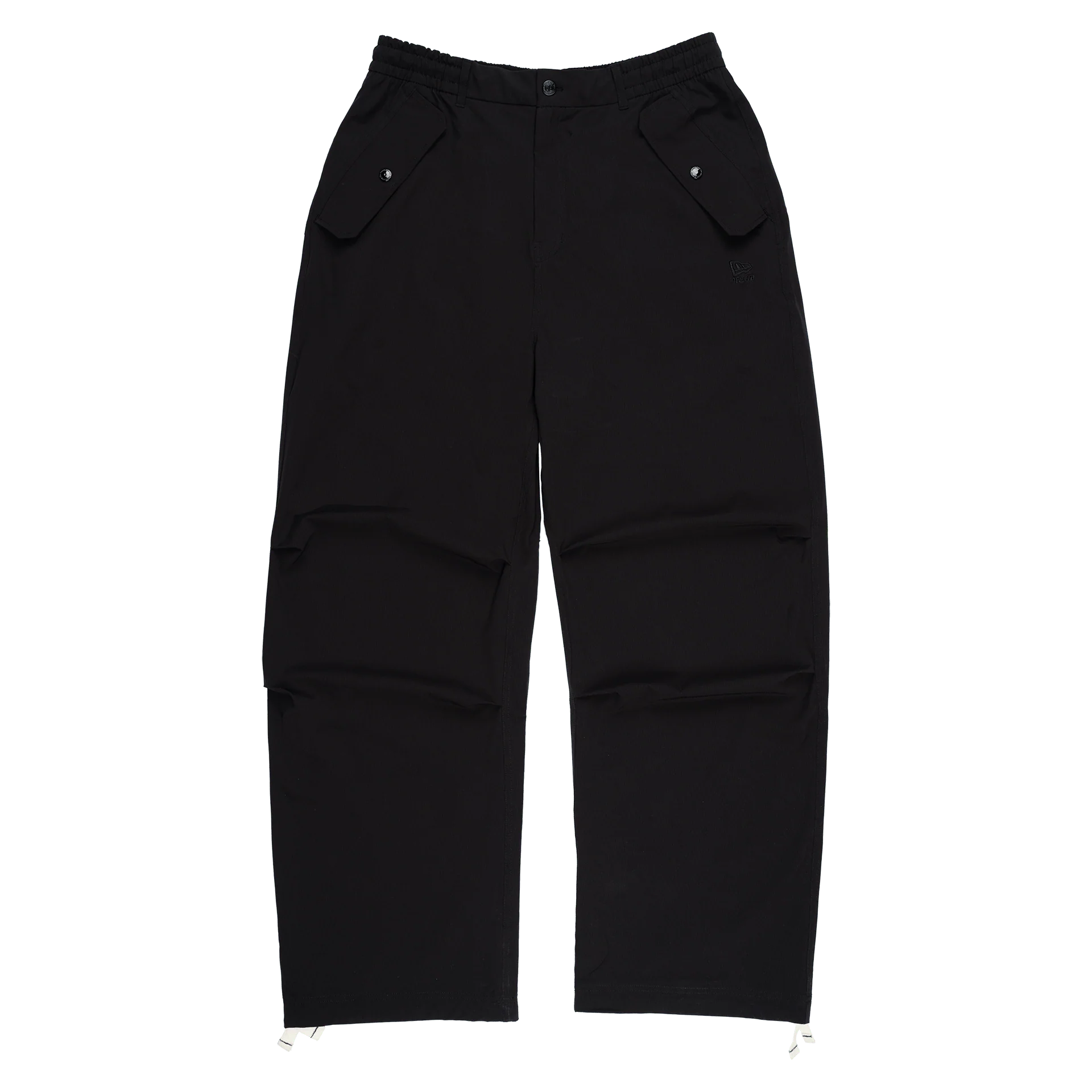 New Era Branded Nylon Military Black Cargo Pants