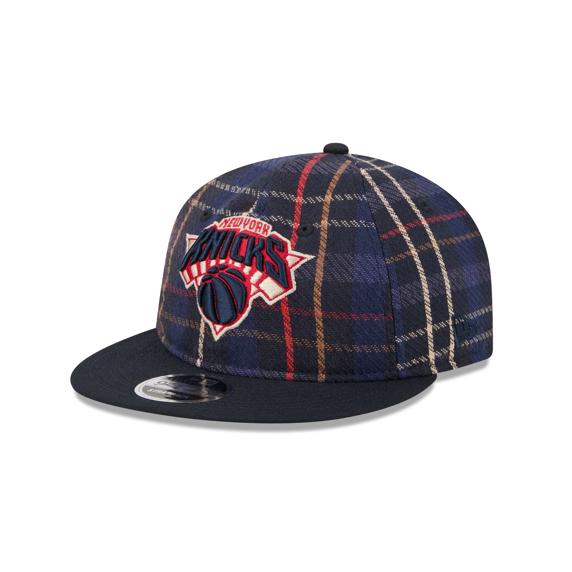 New York Knicks Grunge Plaid Retro Crown 9FIFTY Adjustable Hat