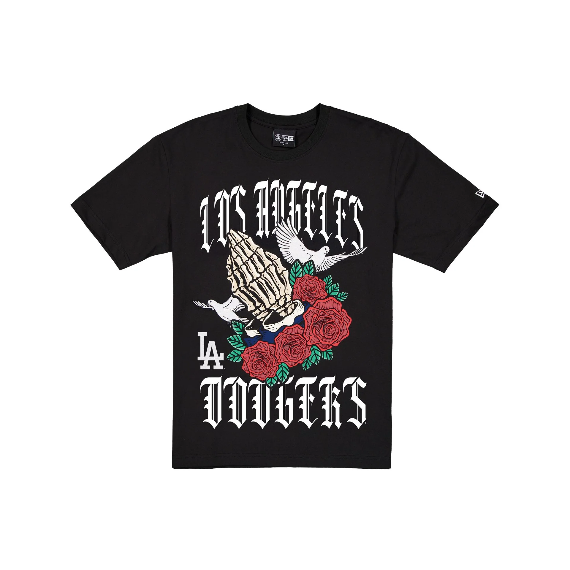 Los Angeles Dodgers Gothic Bloom Black T-Shirt