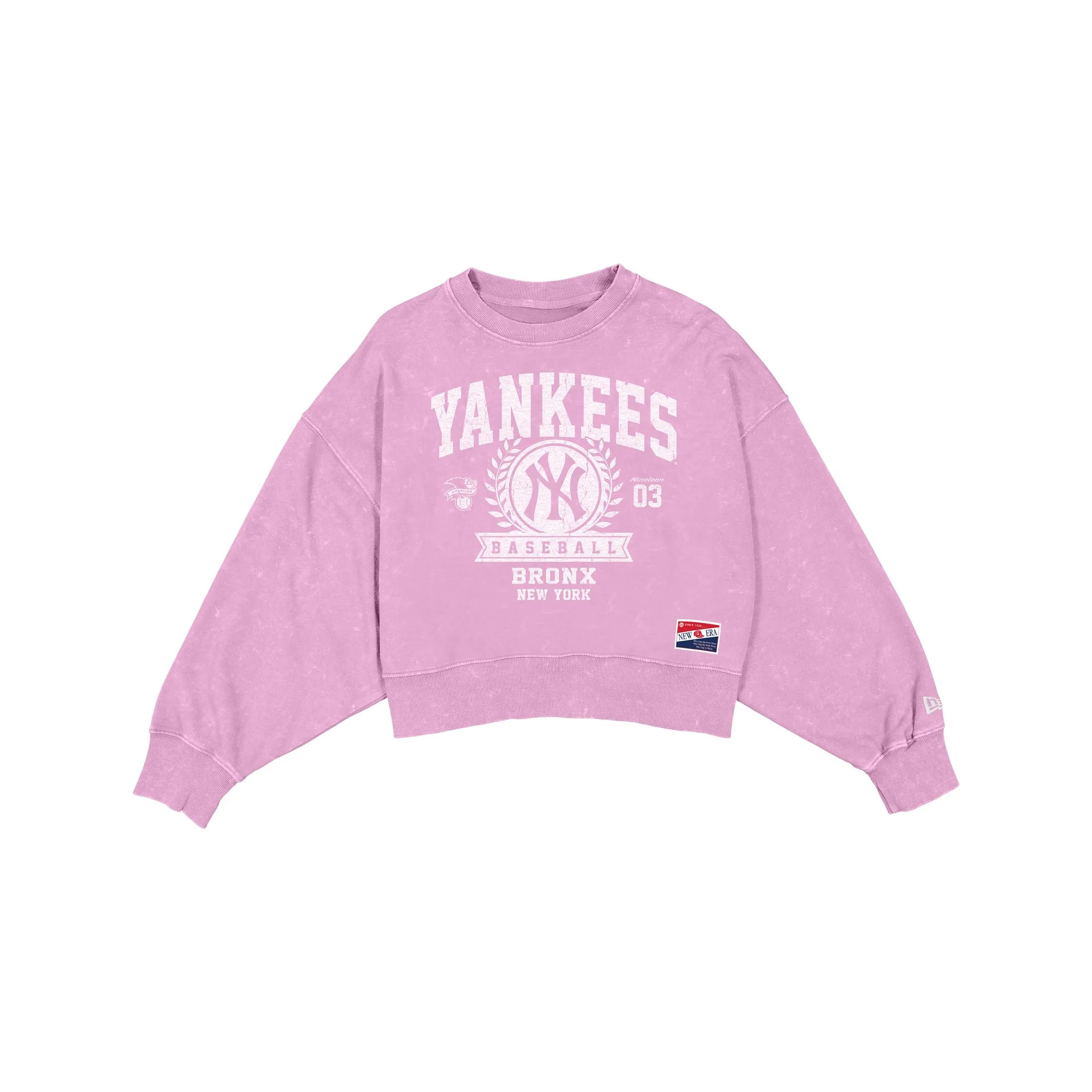 New York Yankees Throwback Women's Boxy Pink Crewneck
