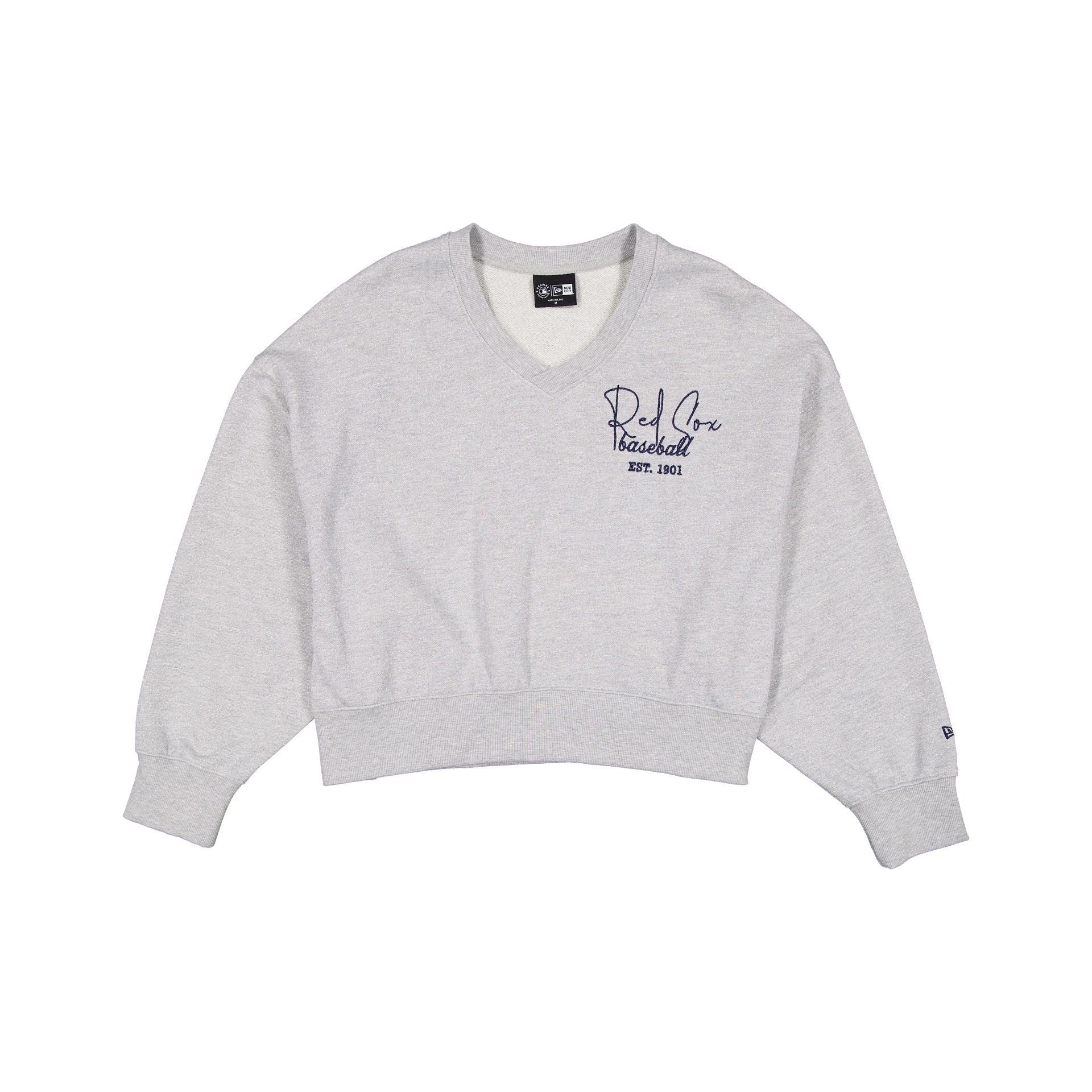 Boston Red Sox Glam Game Women's Oversized Glittery Crewneck