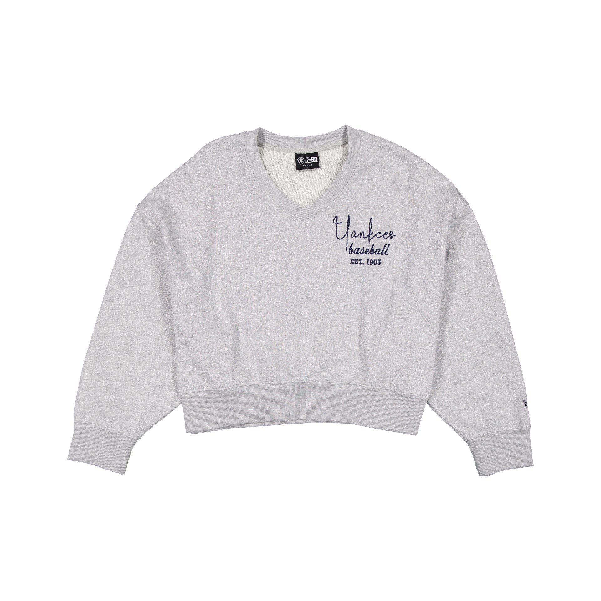New York Yankees Glam Game Women's Oversized Glittery Crewneck