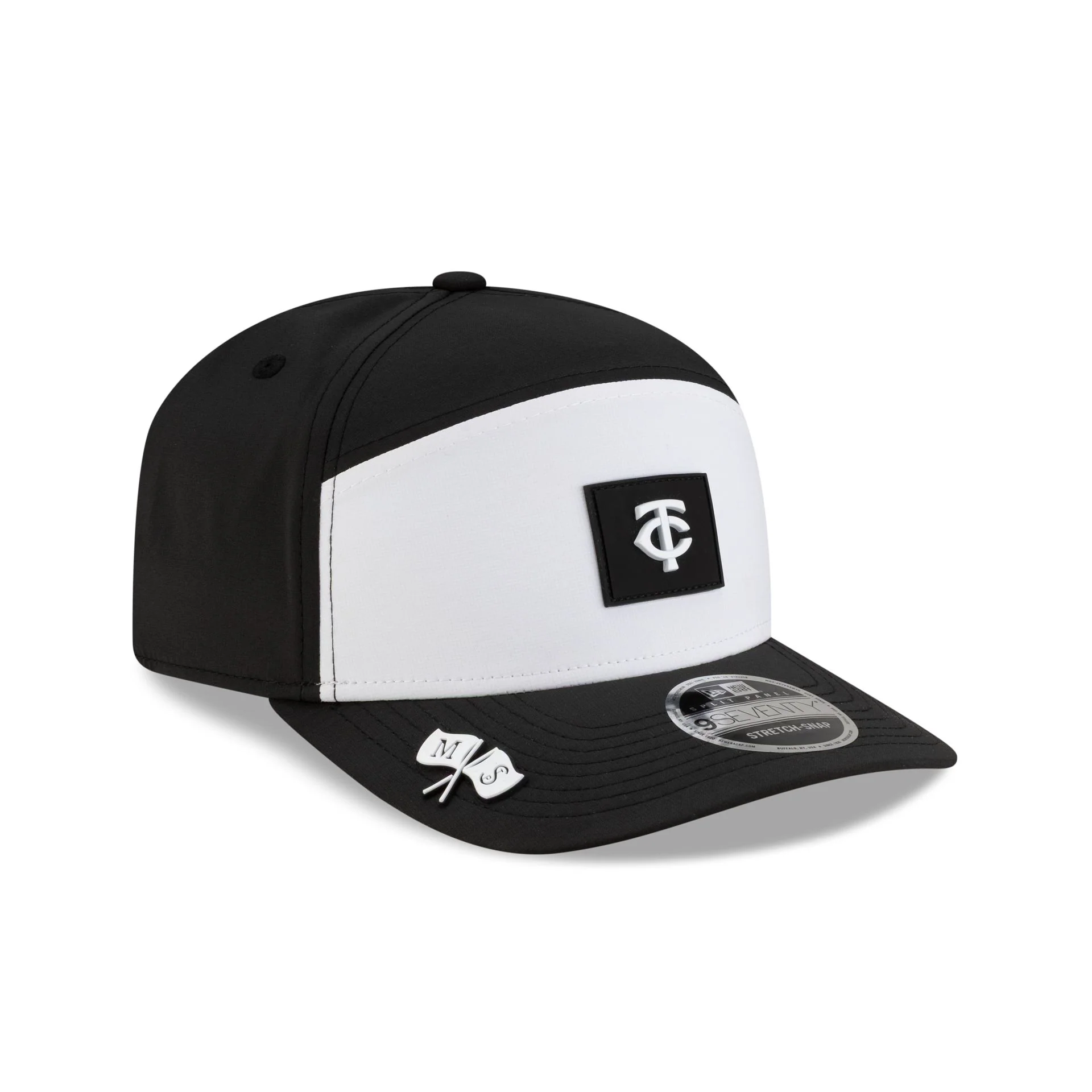 Minnesota Twins 2026 Clubhouse Black & White Split Panel 9SEVENTY Stretch-Snap Hat