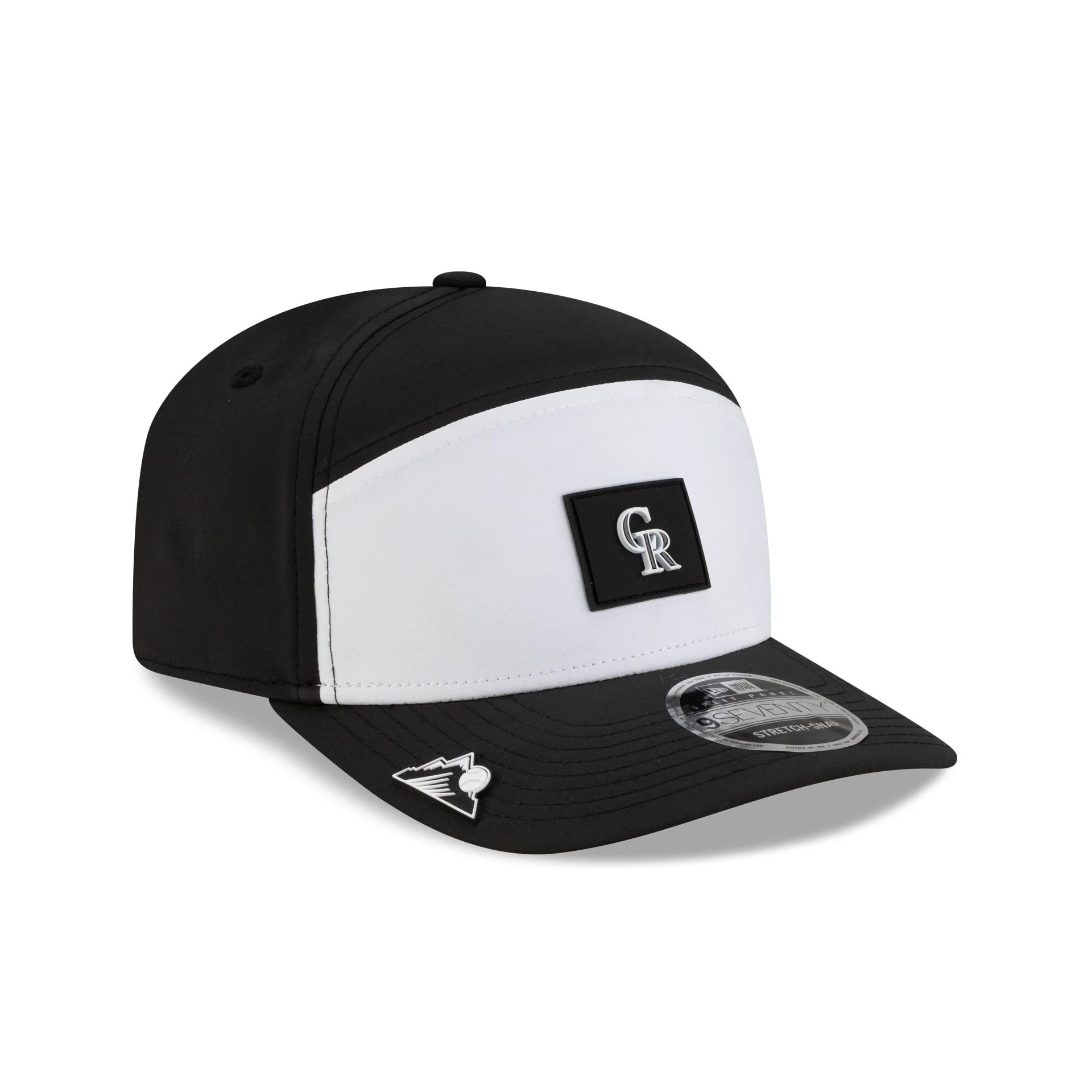 Colorado Rockies 2026 Clubhouse Black & White Split Panel 9SEVENTY Stretch-Snap Hat