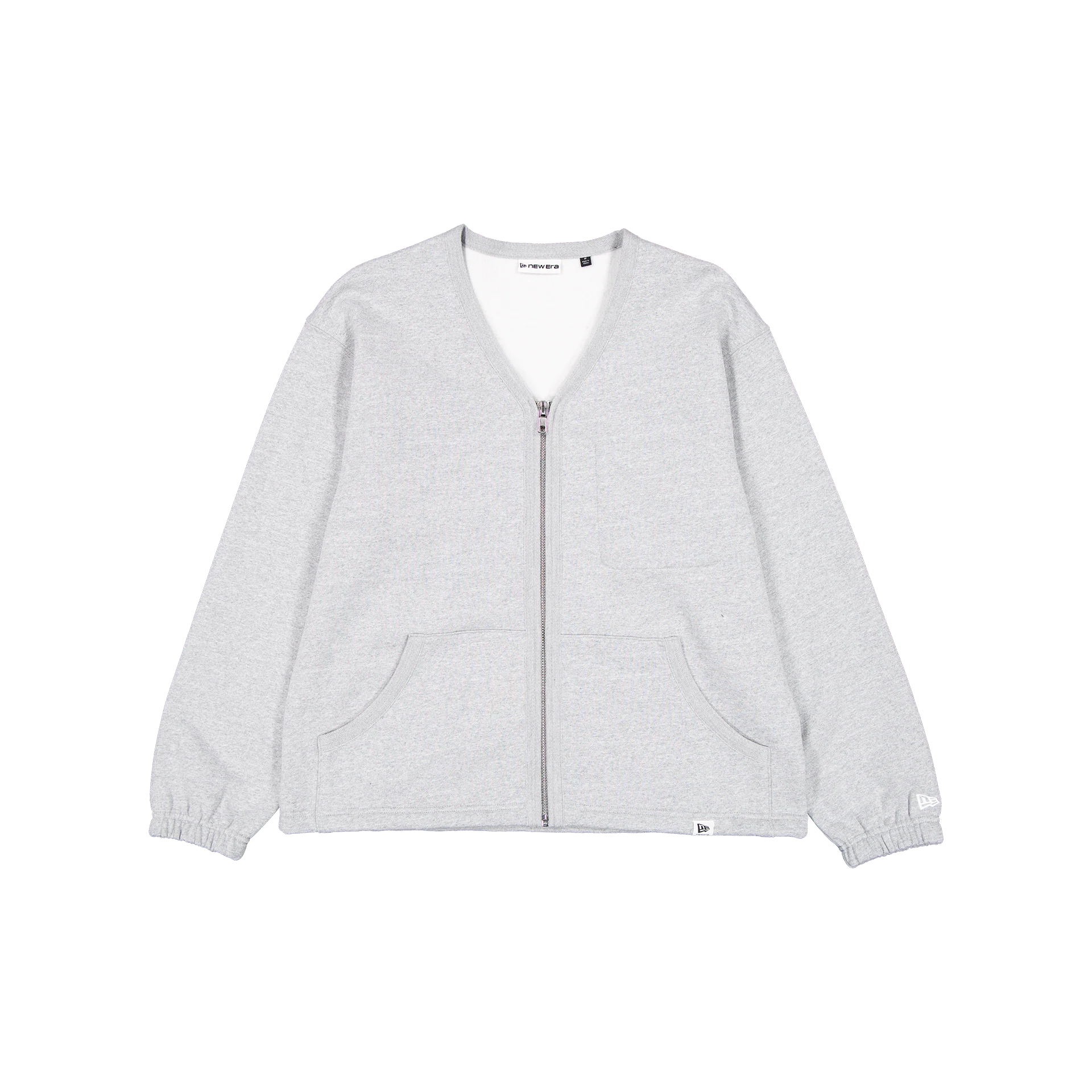 New Era Branded Heather Gray Full-Zip Cardigan