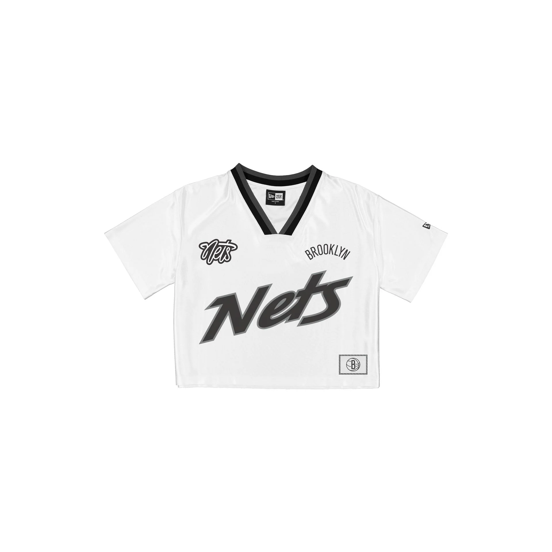 Brooklyn Nets Sport Classics Women's Cropped White T-Shirt