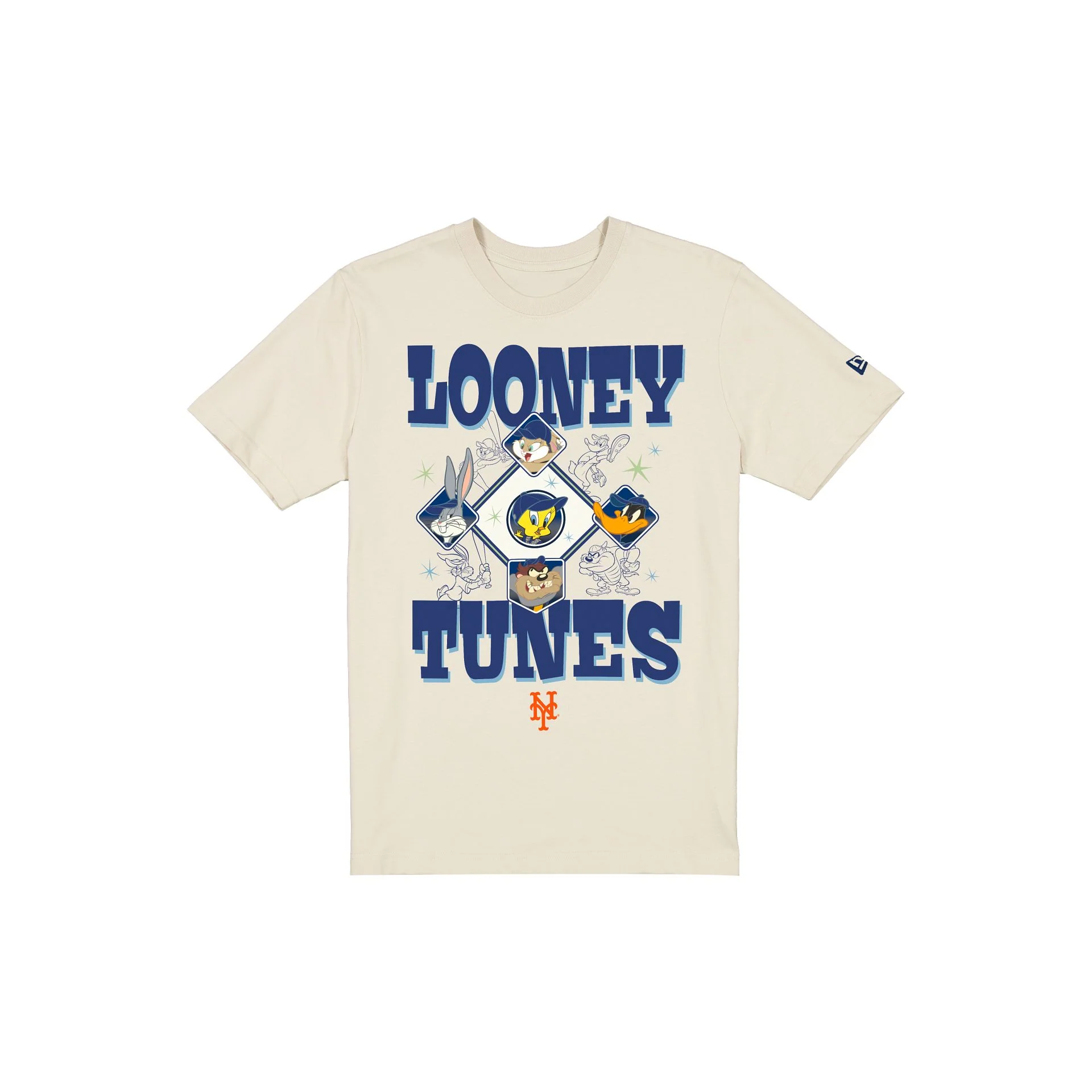 New York Mets Looney Tunes Diamond Chrome White T-Shirt
