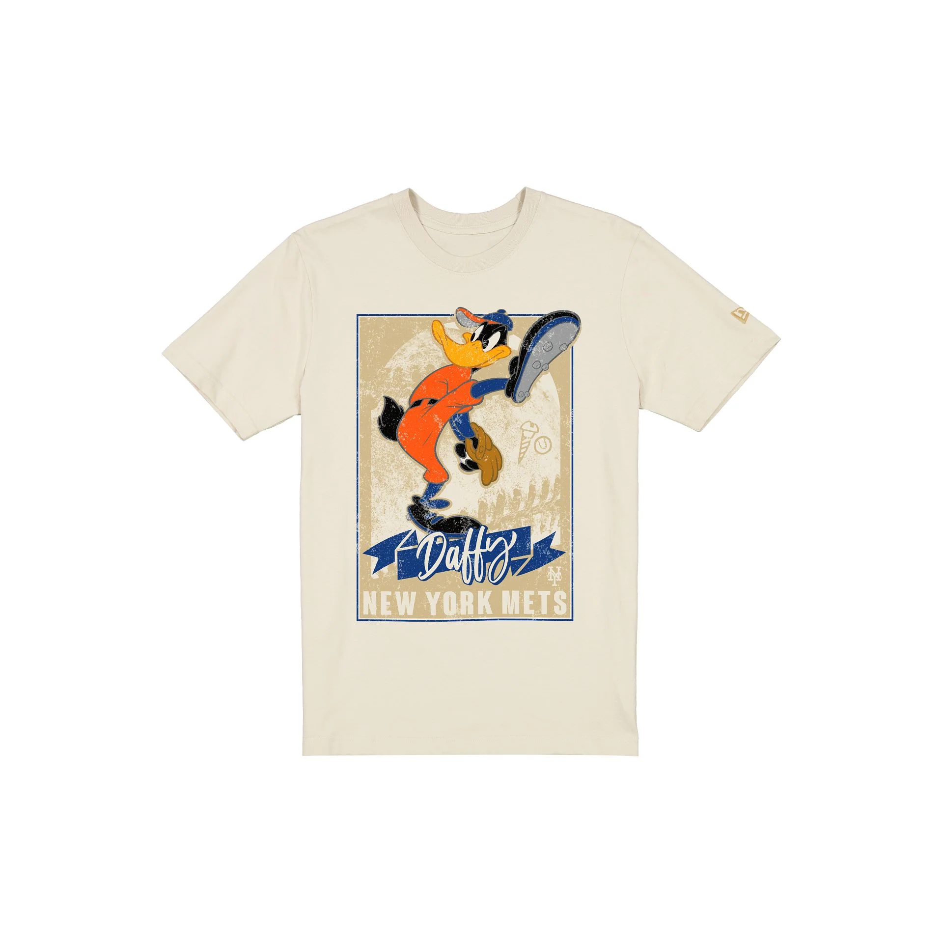 New York Mets Daffy Duck Pitch Chrome White T-Shirt