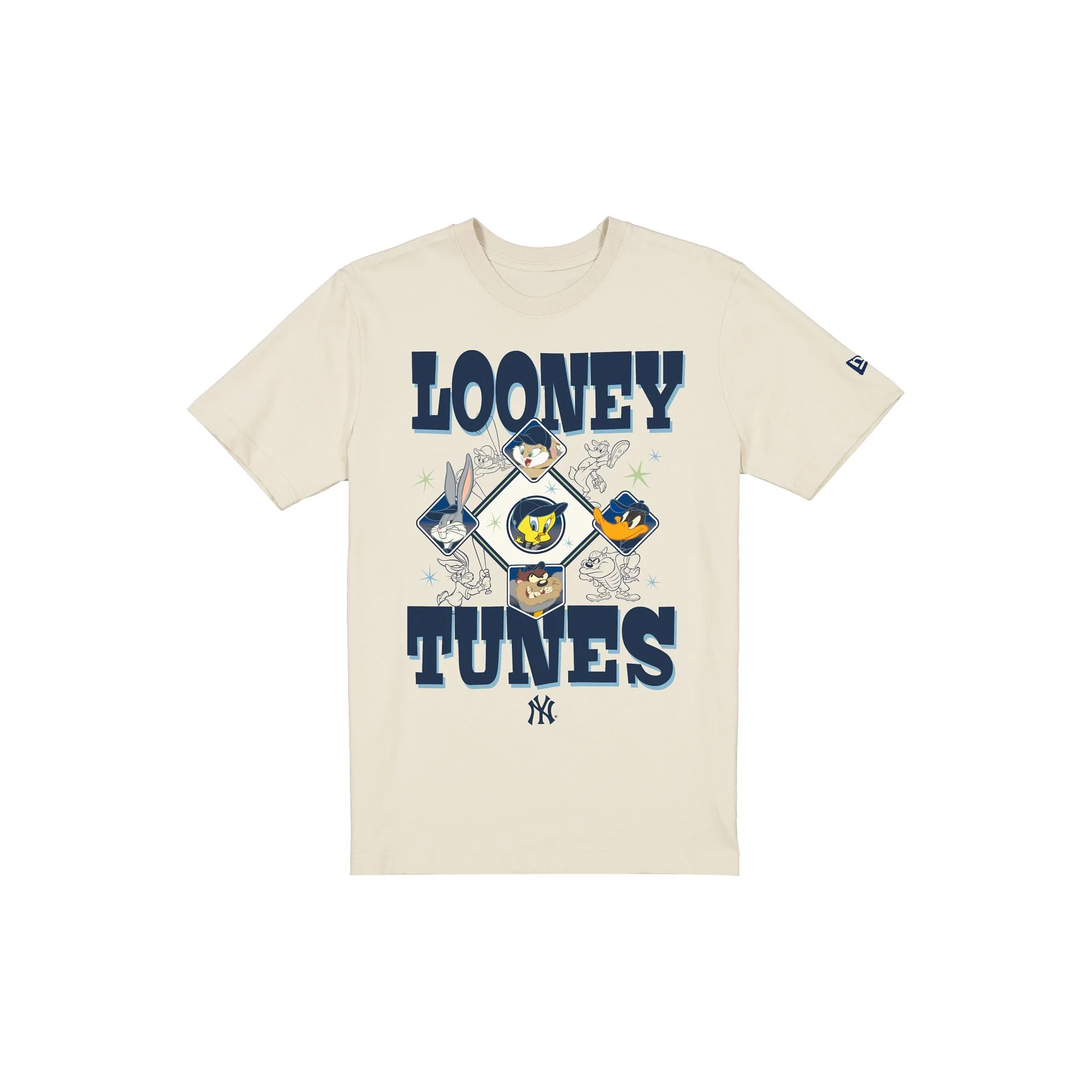 New York Yankees Looney Tunes Diamond Chrome White T-Shirt
