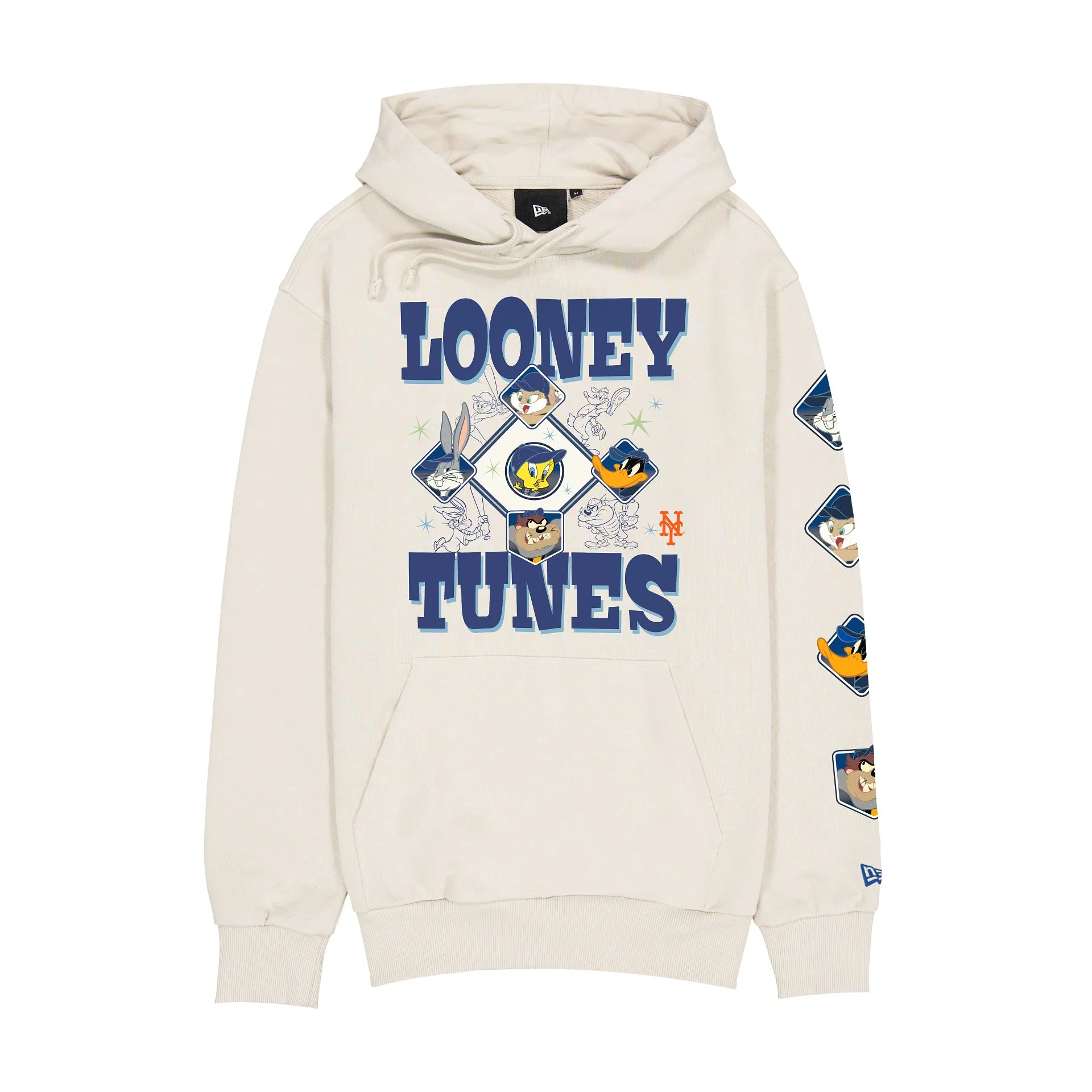 New York Mets Looney Tunes Diamond Chrome White Hoodie