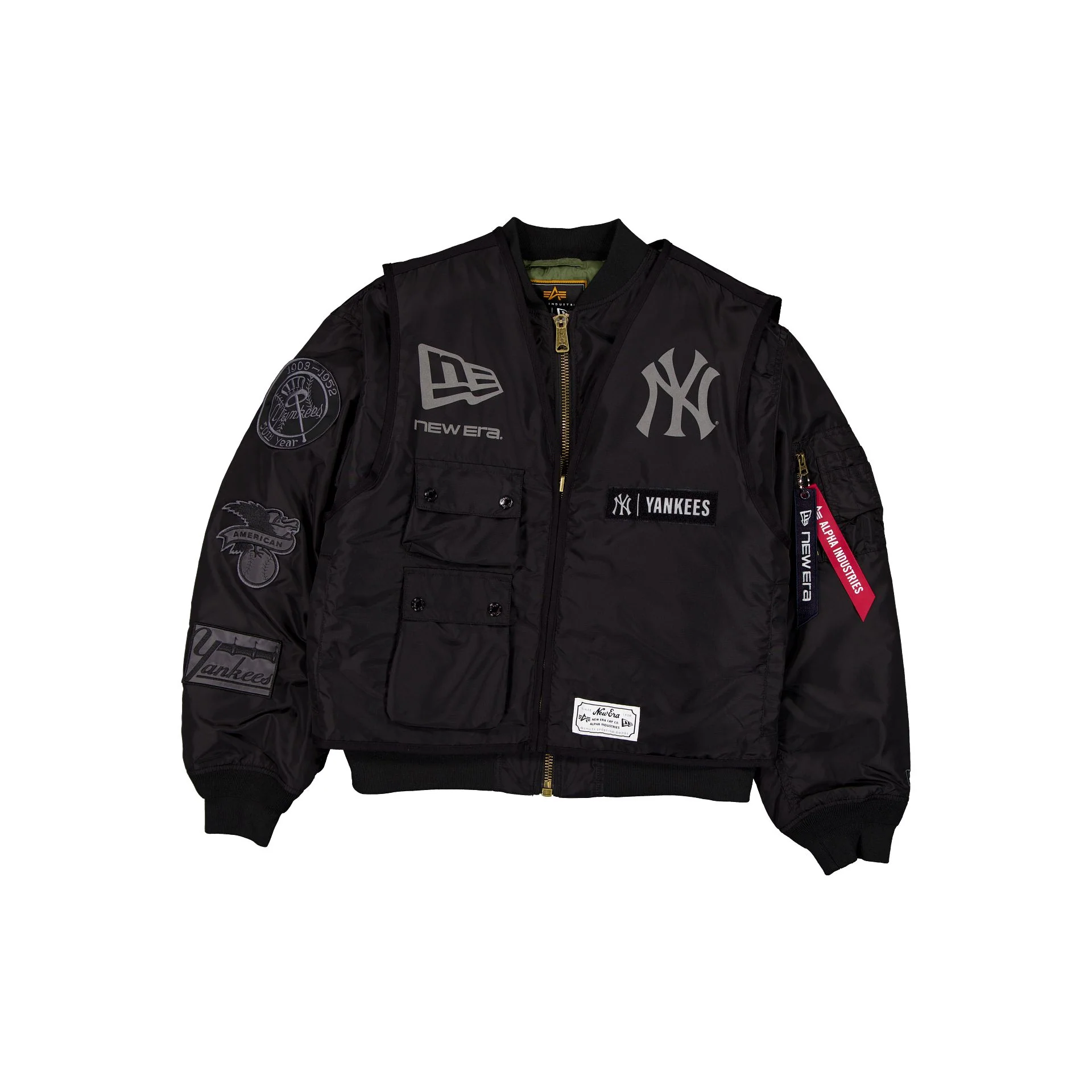 Alpha Industries x New York Yankees Black 2-in-1 MA-1 Flight Jacket + Vest