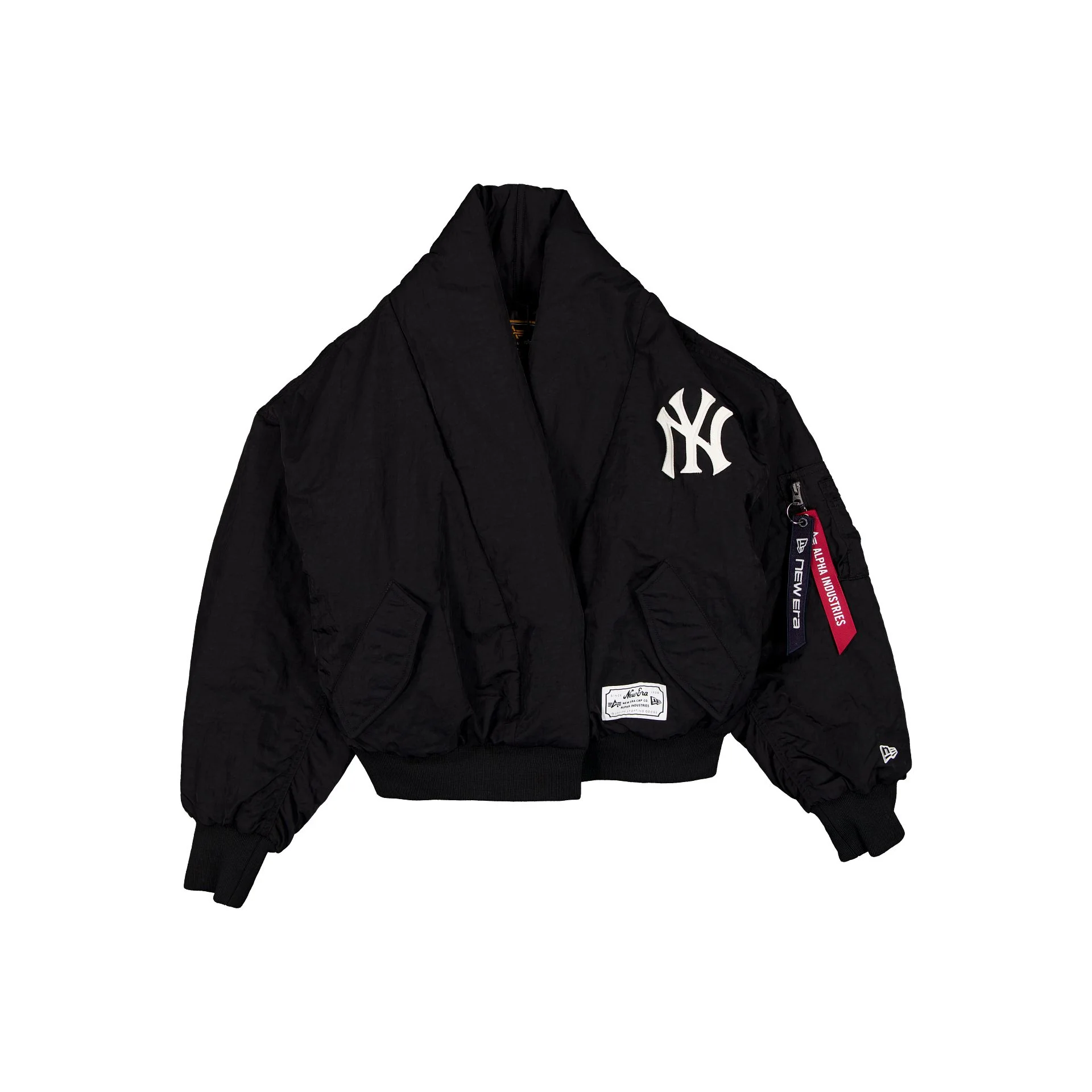 Alpha Industries x New York Yankees Women's Black Shawl Collar Flight Jacket